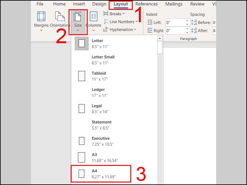 Tùy chỉnh size thành khổ A4